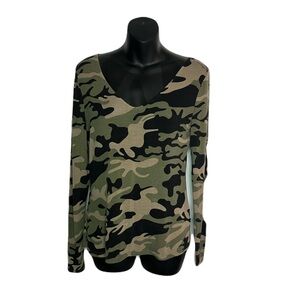 Rock & Republic Green Camouflage Long Sleeve Tee